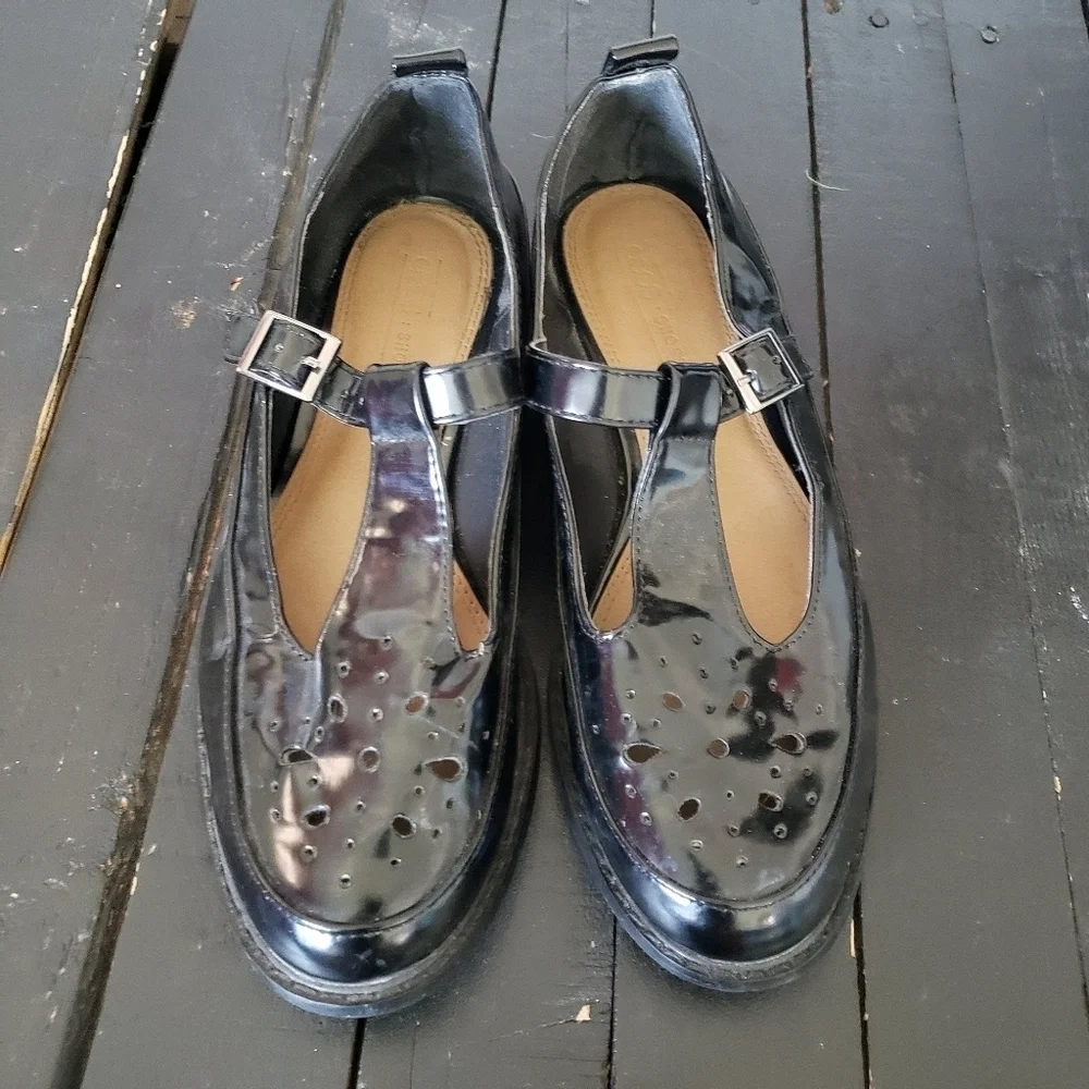 ASOS Shoes Black Patent Leather Mary Jane Janes Mandarin Flat